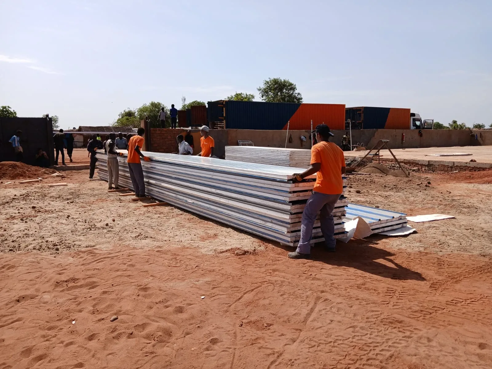 MSF warehouse, Tujur: SPECO sandwich panels offloaded on site