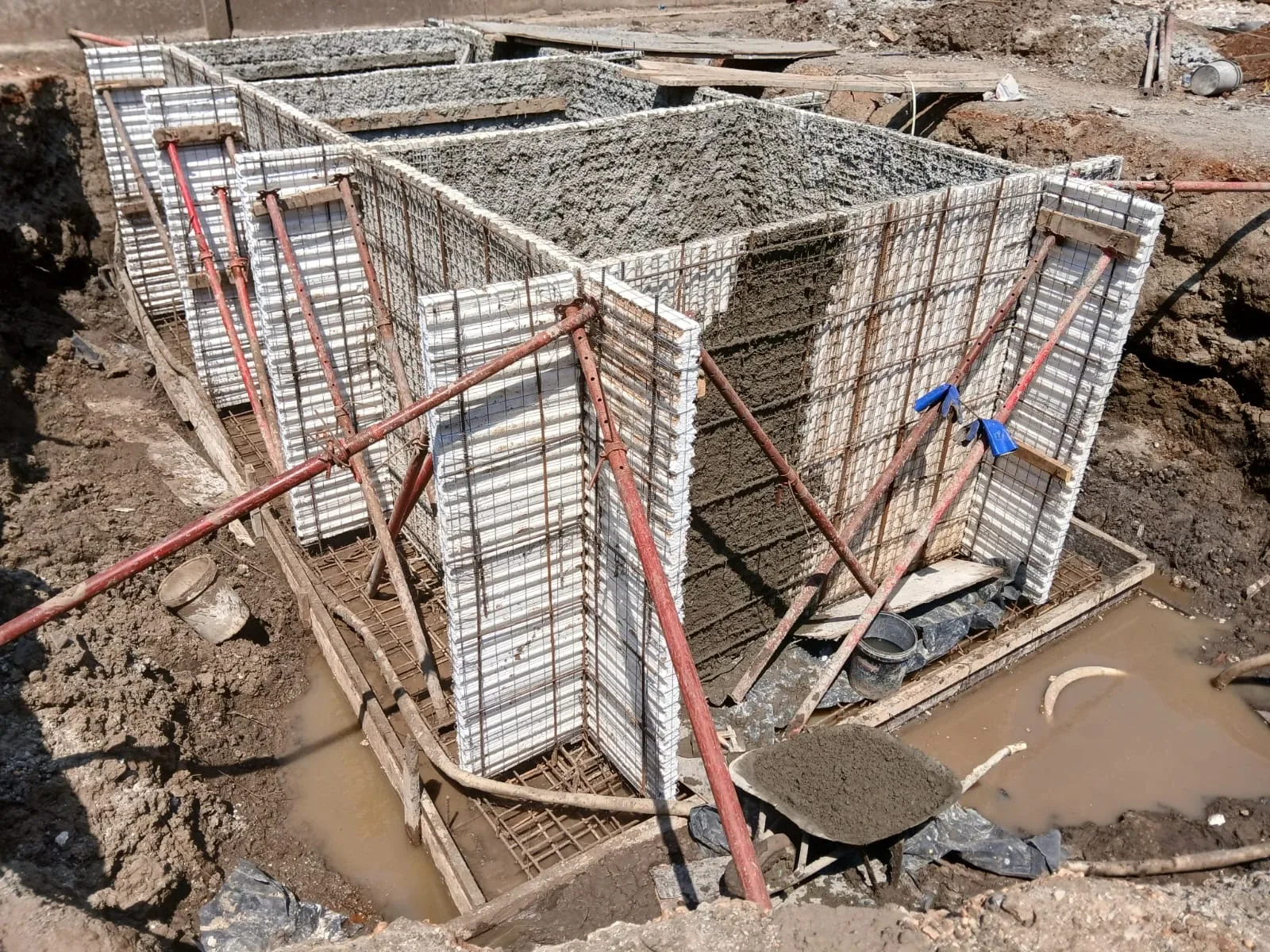 Second view of EPS panel formwork for a cast septic tank, South Sudan